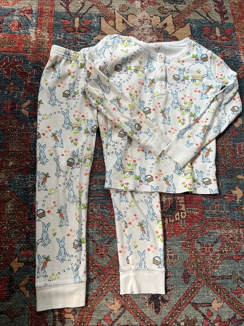 Kids Roller Rabbit Long Sleeve Pajama Set Henley carrots bunny 6yr - Picture 2 of 6